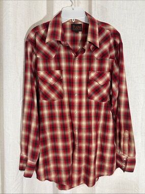 Vintage Plains Western Red Plaid Men's Shirt